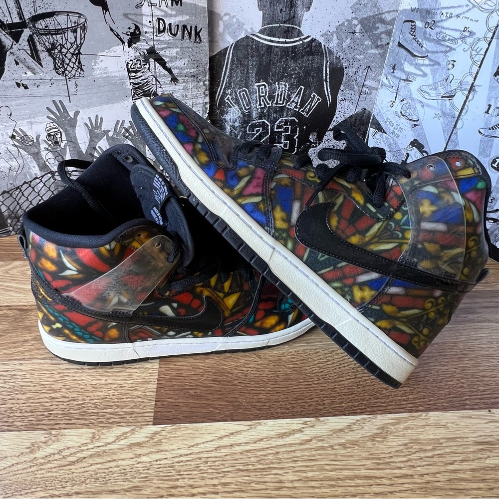 2014 Nike SB Dunks High Premium Concept Stained Glass Sneakers 313171-606